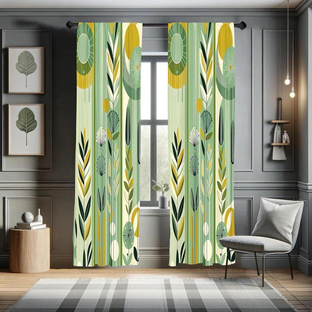 imageAmbesonne Eucalyptus Curtains Modern Themed Branches on Marble Print Abstarct and Neutral Swirls Window Treatments 2 Panel Set for Living Room Bedroom Pair of  28quot x 63quot Grey Teal and Sage GreenMint Green and Mustard