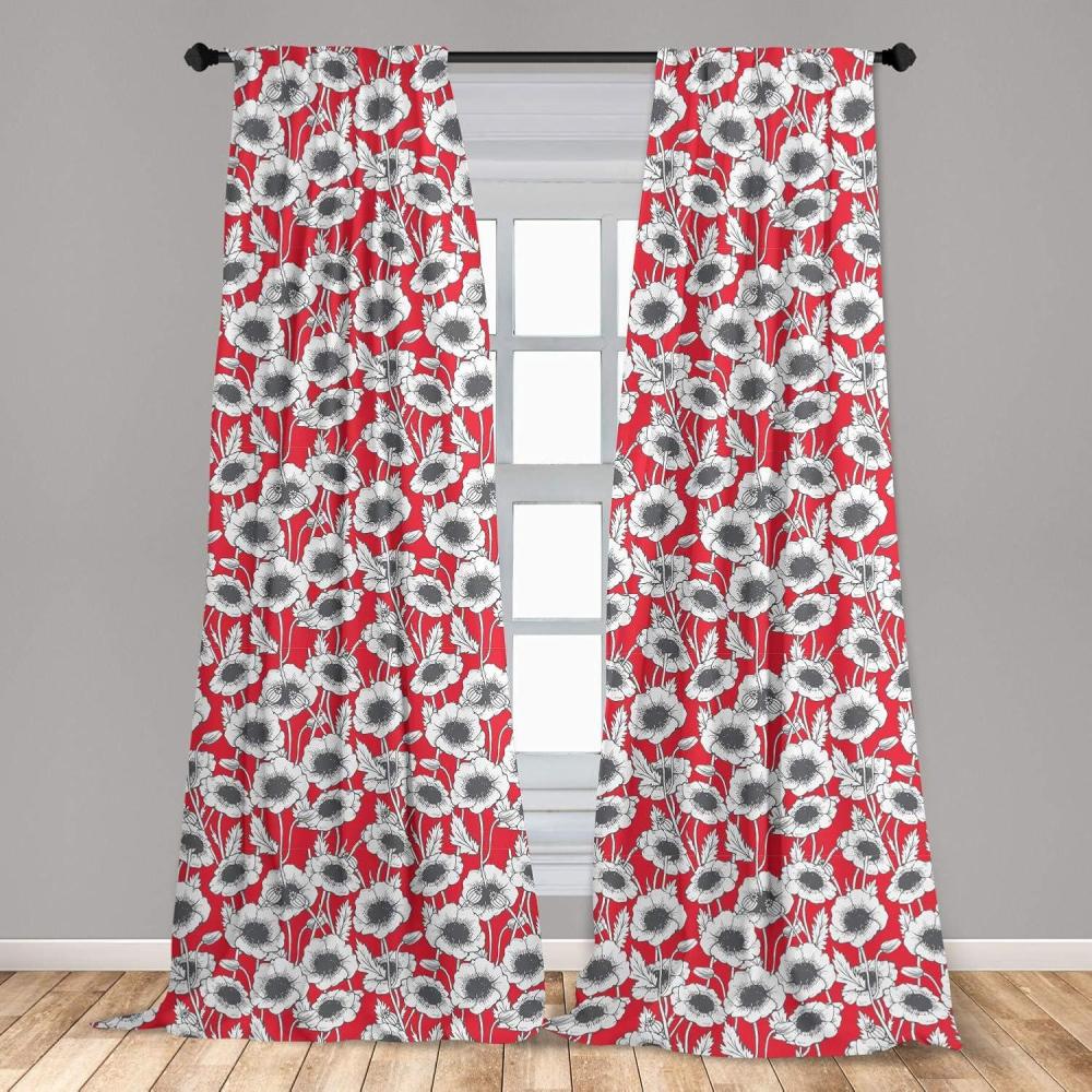 imageAmbesonne Eucalyptus Curtains Modern Themed Branches on Marble Print Abstarct and Neutral Swirls Window Treatments 2 Panel Set for Living Room Bedroom Pair of  28quot x 63quot Grey Teal and Sage GreenCoral Grey