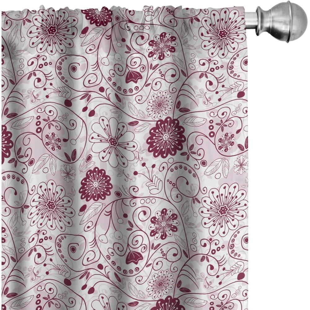 imageAmbesonne Eucalyptus Curtains Modern Themed Branches on Marble Print Abstarct and Neutral Swirls Window Treatments 2 Panel Set for Living Room Bedroom Pair of  28quot x 63quot Grey Teal and Sage GreenMaroon Rose