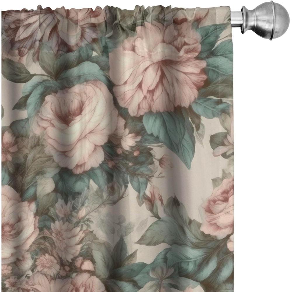 imageAmbesonne Floral Boho Curtains Dreamy Autumn Time Flowers Pattern with Romantic Aura Neutral Art Window Treatments 2 Panel Set for Living Room Bedroom Pair of  28quot x 95quot Pale Pink Coral WhiteBlush Cadet Blue Cream