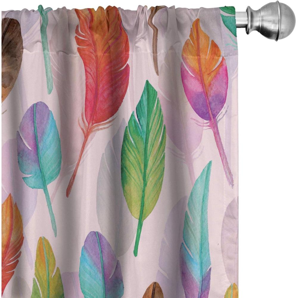 imageAmbesonne Floral Boho Curtains Dreamy Autumn Time Flowers Pattern with Romantic Aura Neutral Art Window Treatments 2 Panel Set for Living Room Bedroom Pair of  28quot x 95quot Pale Pink Coral WhiteMulticolor Pale Pink