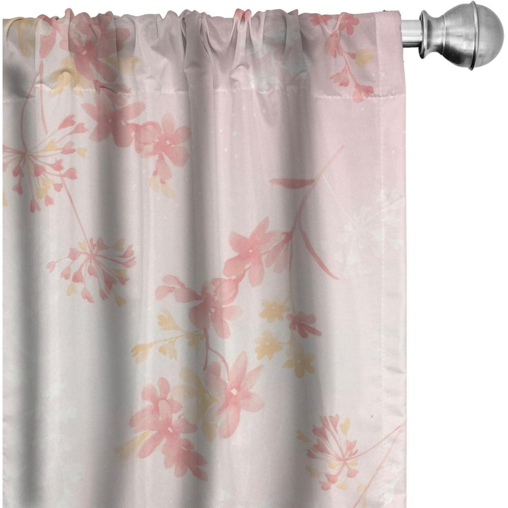 imageAmbesonne Floral Boho Curtains Dreamy Autumn Time Flowers Pattern with Romantic Aura Neutral Art Window Treatments 2 Panel Set for Living Room Bedroom Pair of 28quot x 95quot Pale Pink Coral WhitePale Pink Coral White
