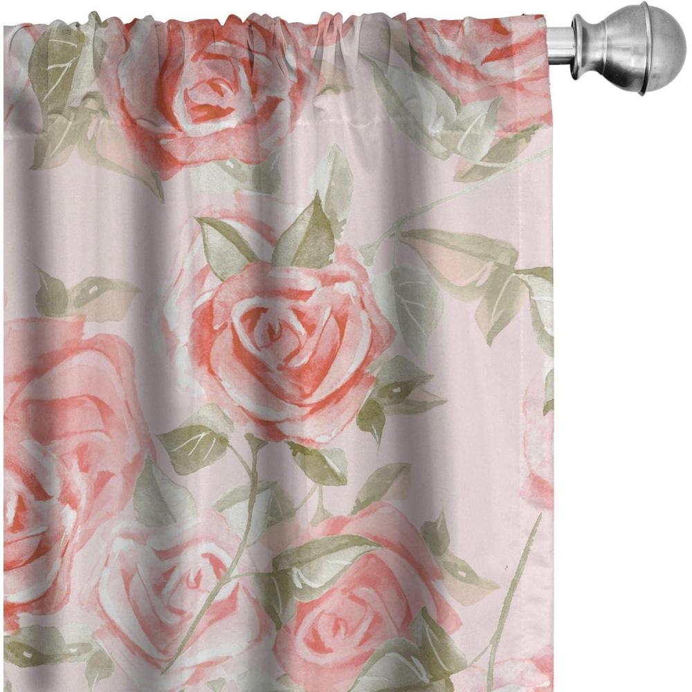 imageAmbesonne Floral Boho Curtains Dreamy Autumn Time Flowers Pattern with Romantic Aura Neutral Art Window Treatments 2 Panel Set for Living Room Bedroom Pair of  28quot x 95quot Pale Pink Coral WhiteCoral Peacock Green Blush