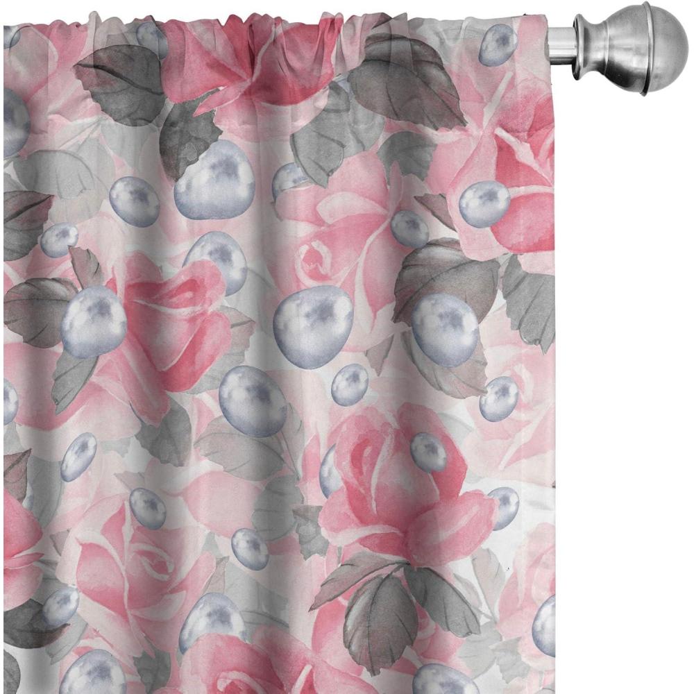 imageAmbesonne Floral Boho Curtains Dreamy Autumn Time Flowers Pattern with Romantic Aura Neutral Art Window Treatments 2 Panel Set for Living Room Bedroom Pair of  28quot x 95quot Pale Pink Coral WhiteLaurel Green and Dark Coral