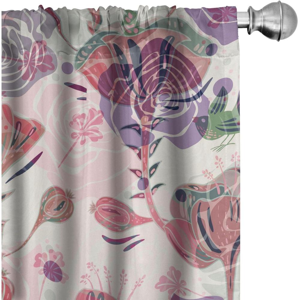 imageAmbesonne Floral Boho Curtains Dreamy Autumn Time Flowers Pattern with Romantic Aura Neutral Art Window Treatments 2 Panel Set for Living Room Bedroom Pair of 28quot x 95quot Pale Pink Coral WhitePale Pink Coral