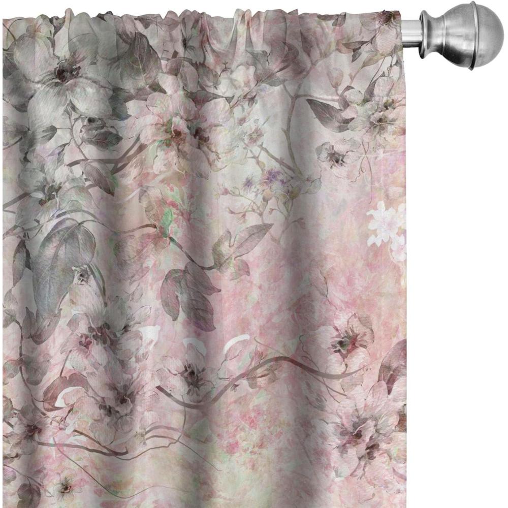 imageAmbesonne Floral Boho Curtains Dreamy Autumn Time Flowers Pattern with Romantic Aura Neutral Art Window Treatments 2 Panel Set for Living Room Bedroom Pair of  28quot x 95quot Pale Pink Coral WhiteDark Warm Taupe and Pink