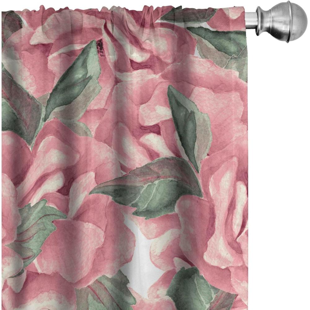 imageAmbesonne Floral Boho Curtains Dreamy Autumn Time Flowers Pattern with Romantic Aura Neutral Art Window Treatments 2 Panel Set for Living Room Bedroom Pair of 28quot x 95quot Pale Pink Coral WhitePeacock Green Pink