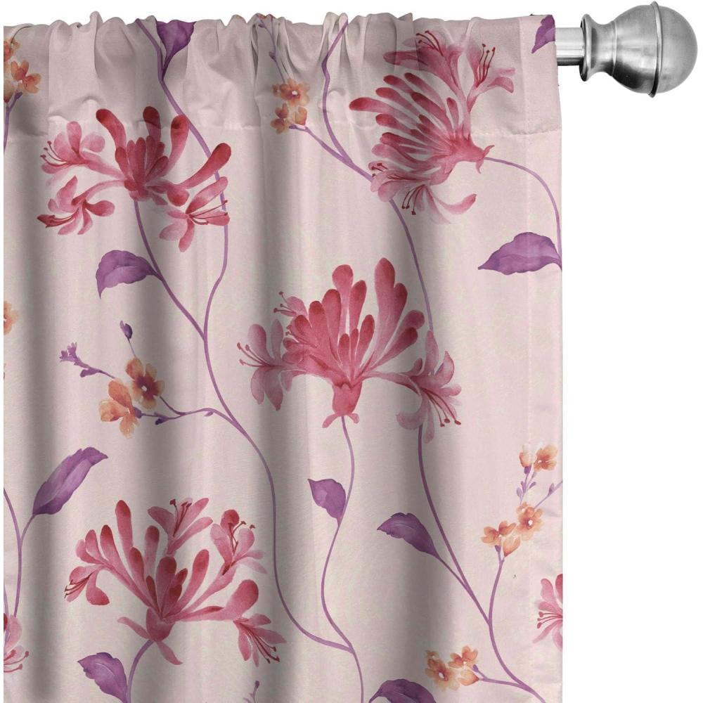 imageAmbesonne Floral Boho Curtains Dreamy Autumn Time Flowers Pattern with Romantic Aura Neutral Art Window Treatments 2 Panel Set for Living Room Bedroom Pair of  28quot x 95quot Pale Pink Coral WhiteDark Pink and Pale Fuchsia