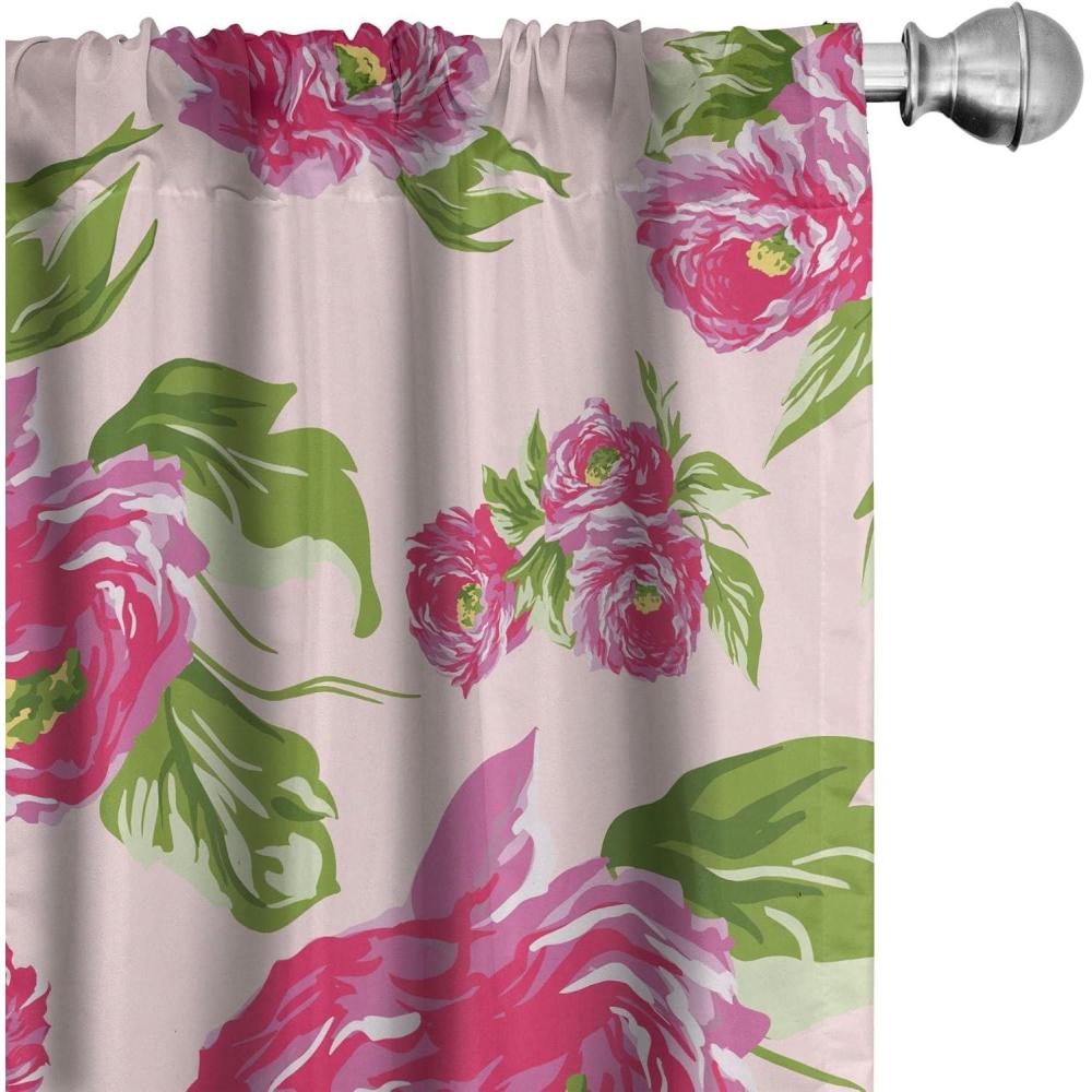 imageAmbesonne Floral Curtains Retro Chamomile Like Petals Neutral Flower Silhouettes on Brownish Back Window Treatments 2 Panel Set for Living Room Bedroom Pair of 28quot x 63quot Pale Mustard PaprikaDark Coral Reseda Green