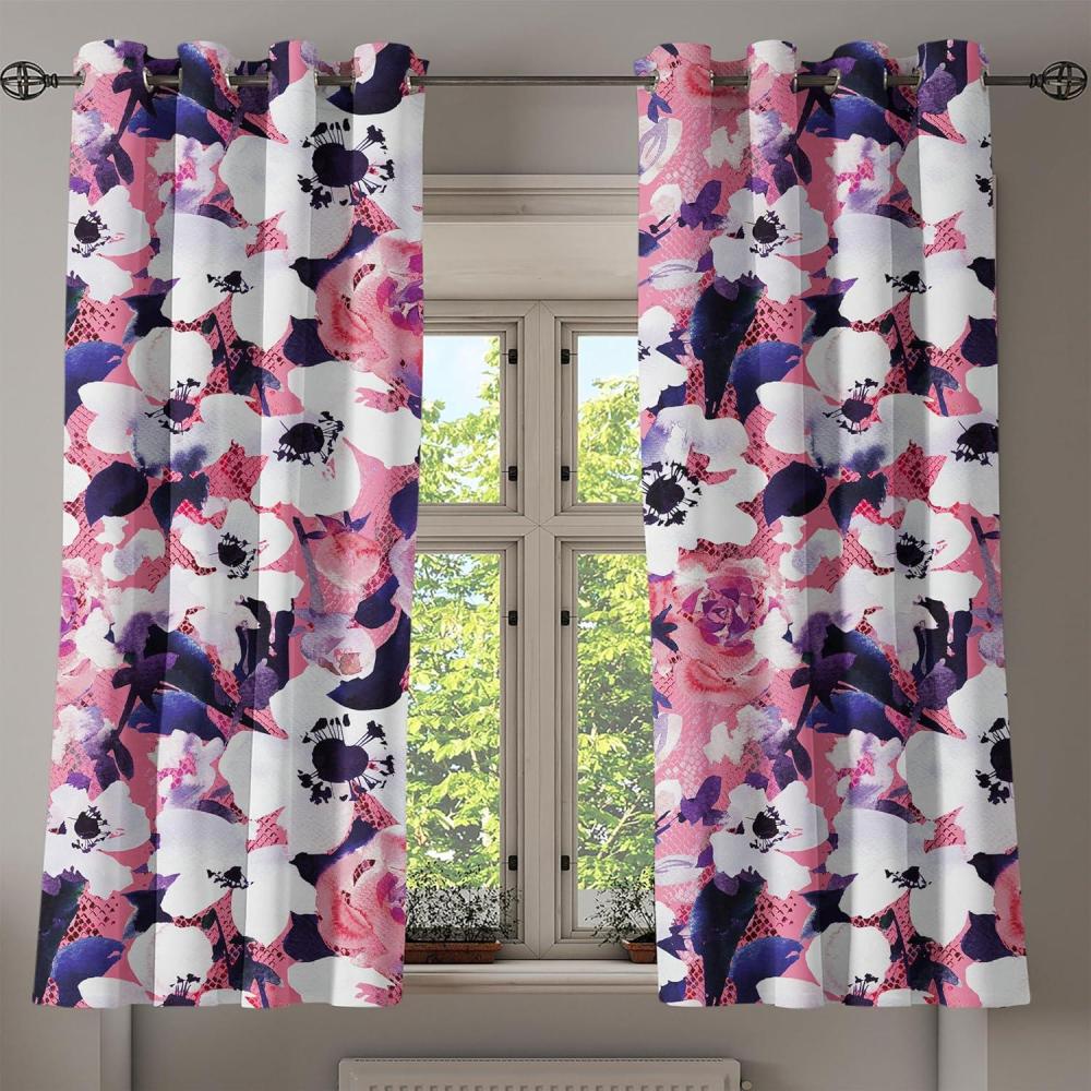 imageAmbesonne Floral Design Grommet Curtain Abstract Boho Inspirations Neutral Flowers Silhouettes on Grunge Back Decorative 2Panel Window Drapes for Bedroom Living Room 50quot x 120quot Dimgray Pale GreyPastel Pink Off White