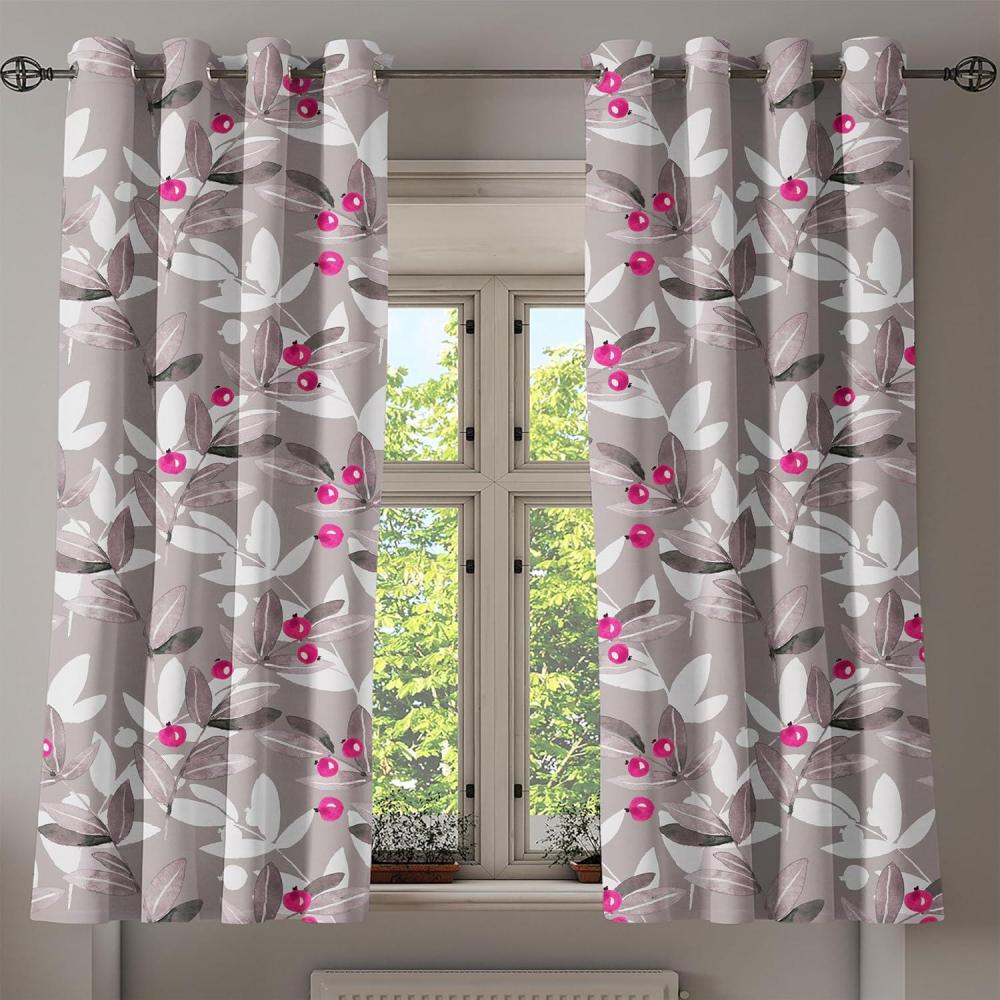 imageAmbesonne Floral Design Grommet Curtain Abstract Boho Inspirations Neutral Flowers Silhouettes on Grunge Back Decorative 2Panel Window Drapes for Bedroom Living Room 50quot x 120quot Dimgray Pale GreyTaupe Grey Hot Pink Ivory