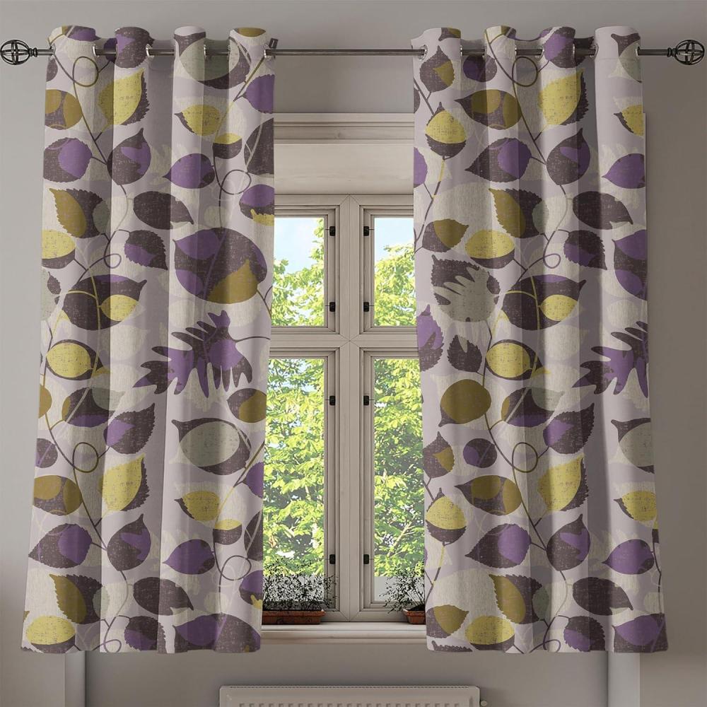 imageAmbesonne Floral Design Grommet Curtain Abstract Boho Inspirations Neutral Flowers Silhouettes on Grunge Back Decorative 2Panel Window Drapes for Bedroom Living Room 50quot x 120quot Dimgray Pale GreyFawn and Pale Eggplant