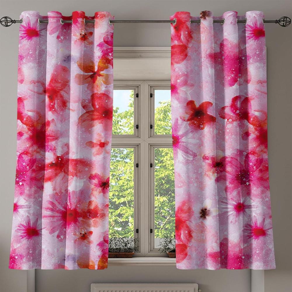 imageAmbesonne Floral Design Grommet Curtain Abstract Boho Inspirations Neutral Flowers Silhouettes on Grunge Back Decorative 2Panel Window Drapes for Bedroom Living Room 50quot x 120quot Dimgray Pale GreyDark Pink Pastel Purple
