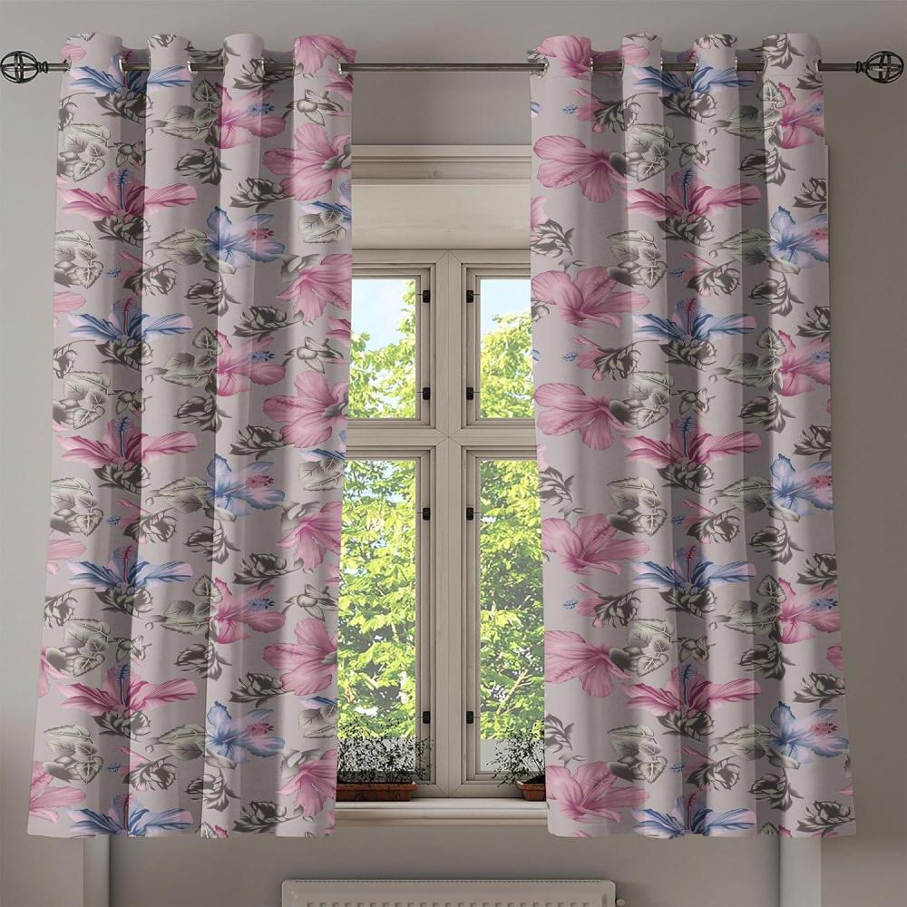 imageAmbesonne Floral Design Grommet Curtain Abstract Boho Inspirations Neutral Flowers Silhouettes on Grunge Back Decorative 2Panel Window Drapes for Bedroom Living Room 50quot x 120quot Dimgray Pale GreyPale Pink Lavender Blue