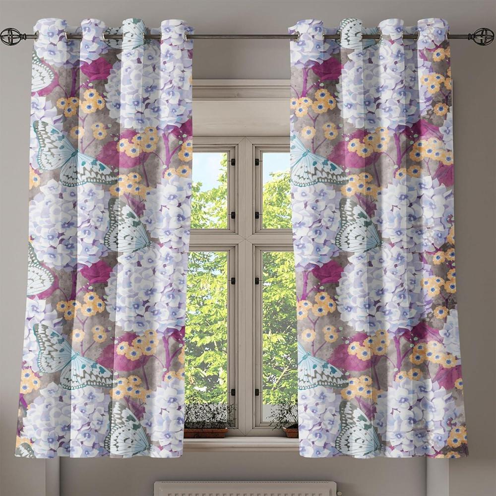 imageAmbesonne Floral Design Grommet Curtain Abstract Boho Inspirations Neutral Flowers Silhouettes on Grunge Back Decorative 2Panel Window Drapes for Bedroom Living Room 50quot x 120quot Dimgray Pale GreyDark Teal and Pale Fuchsia