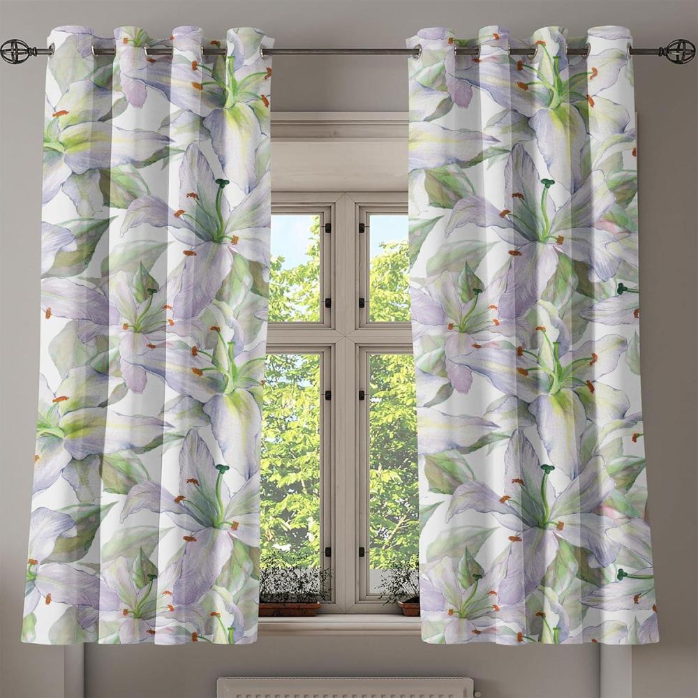 imageAmbesonne Floral Design Grommet Curtain Abstract Boho Inspirations Neutral Flowers Silhouettes on Grunge Back Decorative 2Panel Window Drapes for Bedroom Living Room 50quot x 120quot Dimgray Pale GreyPastel Purple Lime Green