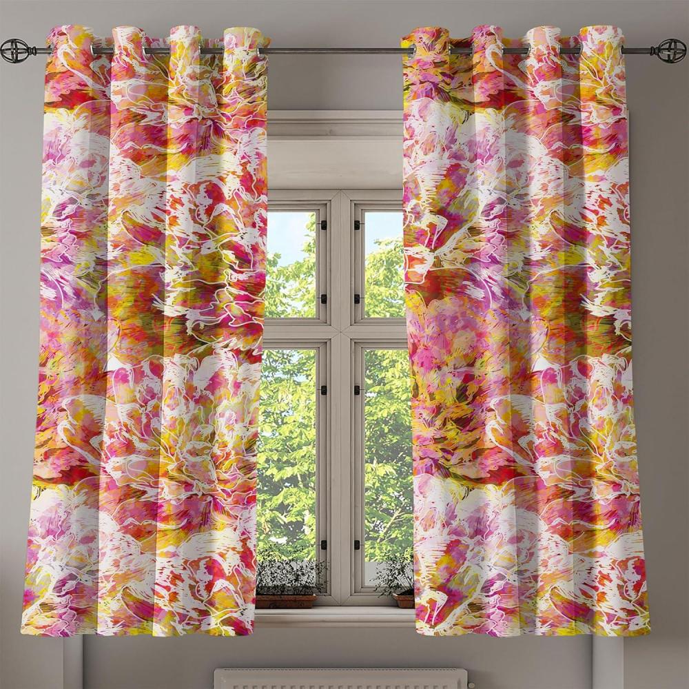 imageAmbesonne Floral Design Grommet Curtain Abstract Boho Inspirations Neutral Flowers Silhouettes on Grunge Back Decorative 2Panel Window Drapes for Bedroom Living Room 50quot x 120quot Dimgray Pale GreyPale Pink Yellow Green
