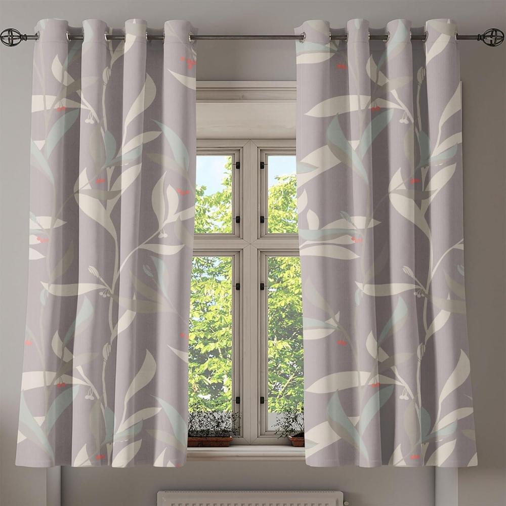 imageAmbesonne Floral Design Grommet Curtain Abstract Boho Inspirations Neutral Flowers Silhouettes on Grunge Back Decorative 2Panel Window Drapes for Bedroom Living Room 50quot x 120quot Dimgray Pale GreyPale Mauve and Pale Seafoam