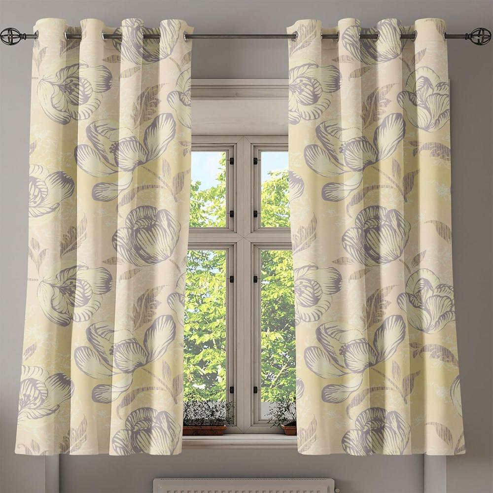 imageAmbesonne Floral Design Grommet Curtain Abstract Boho Inspirations Neutral Flowers Silhouettes on Grunge Back Decorative 2Panel Window Drapes for Bedroom Living Room 50quot x 120quot Dimgray Pale GreyChampagne Purpleblue