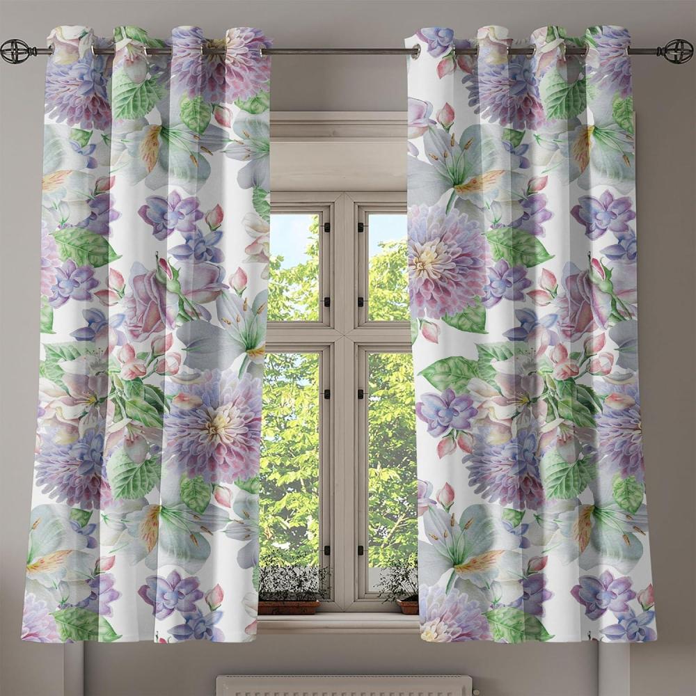 imageAmbesonne Floral Design Grommet Curtain Abstract Boho Inspirations Neutral Flowers Silhouettes on Grunge Back Decorative 2Panel Window Drapes for Bedroom Living Room 50quot x 120quot Dimgray Pale GreyPeacock Green and Pale Purple