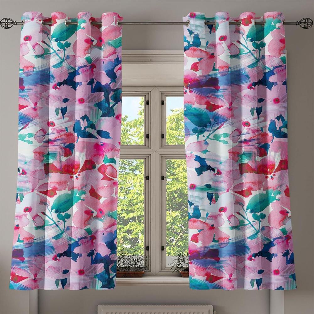 imageAmbesonne Floral Design Grommet Curtain Abstract Boho Inspirations Neutral Flowers Silhouettes on Grunge Back Decorative 2Panel Window Drapes for Bedroom Living Room 50quot x 120quot Dimgray Pale GreyPale Pink Hot Pink Quartz