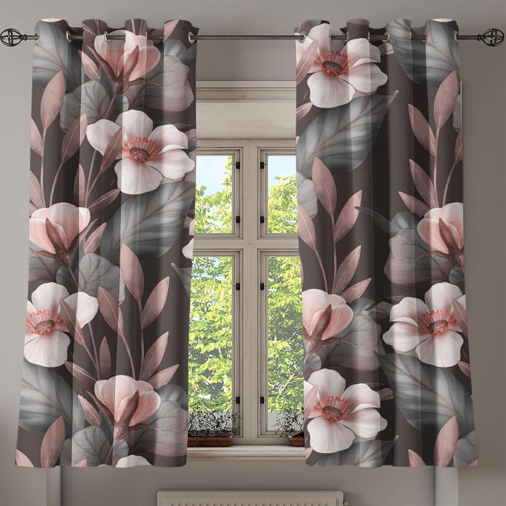 imageAmbesonne Floral Design Grommet Curtain Abstract Boho Inspirations Neutral Flowers Silhouettes on Grunge Back Decorative 2Panel Window Drapes for Bedroom Living Room 50quot x 120quot Dimgray Pale GreyPale Mauve Taupe Eggshell