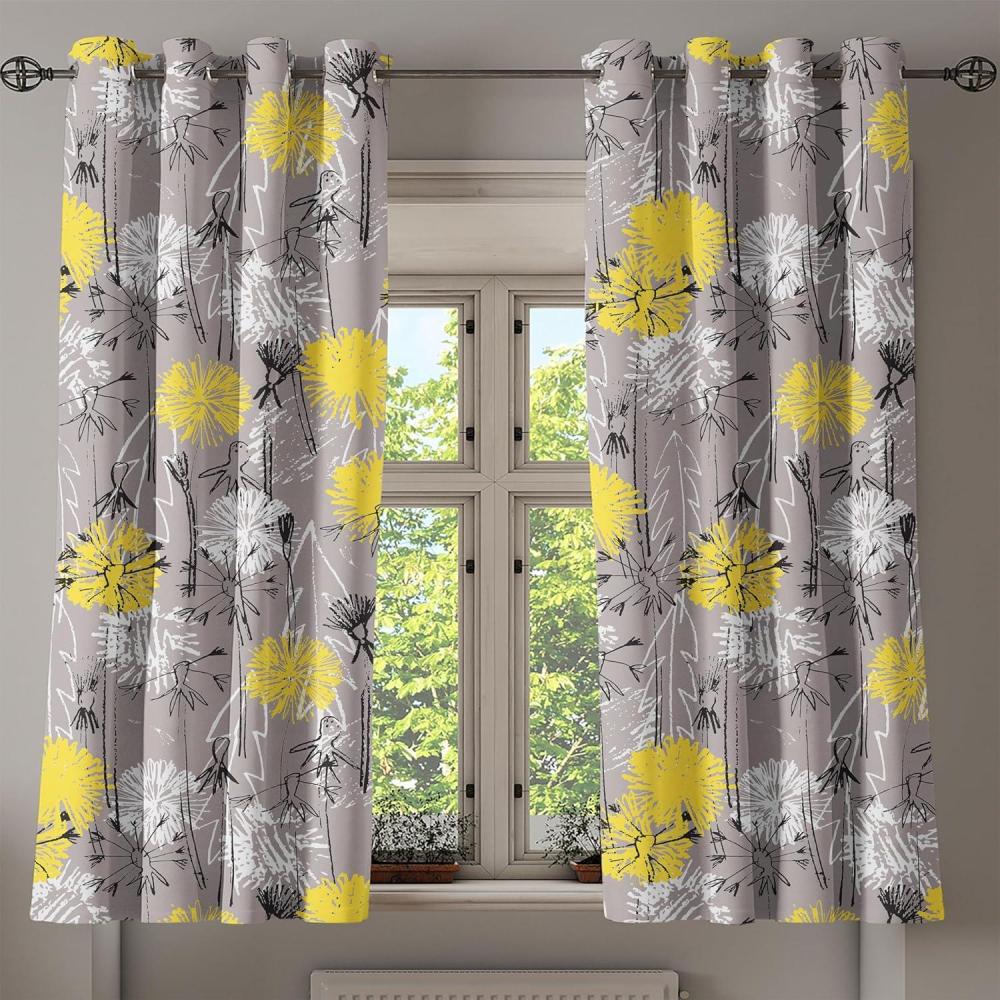 imageAmbesonne Floral Design Grommet Curtain Abstract Boho Inspirations Neutral Flowers Silhouettes on Grunge Back Decorative 2Panel Window Drapes for Bedroom Living Room 50quot x 120quot Dimgray Pale GreyTaupe Grey White Yellow