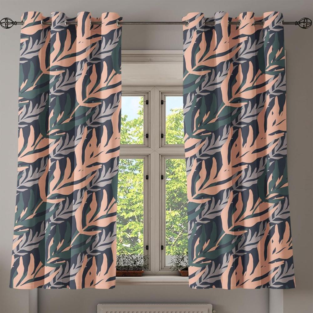 imageAmbesonne Floral Design Grommet Curtain Abstract Boho Inspirations Neutral Flowers Silhouettes on Grunge Back Decorative 2Panel Window Drapes for Bedroom Living Room 50quot x 120quot Dimgray Pale GreyPeach Hunter Green Grey