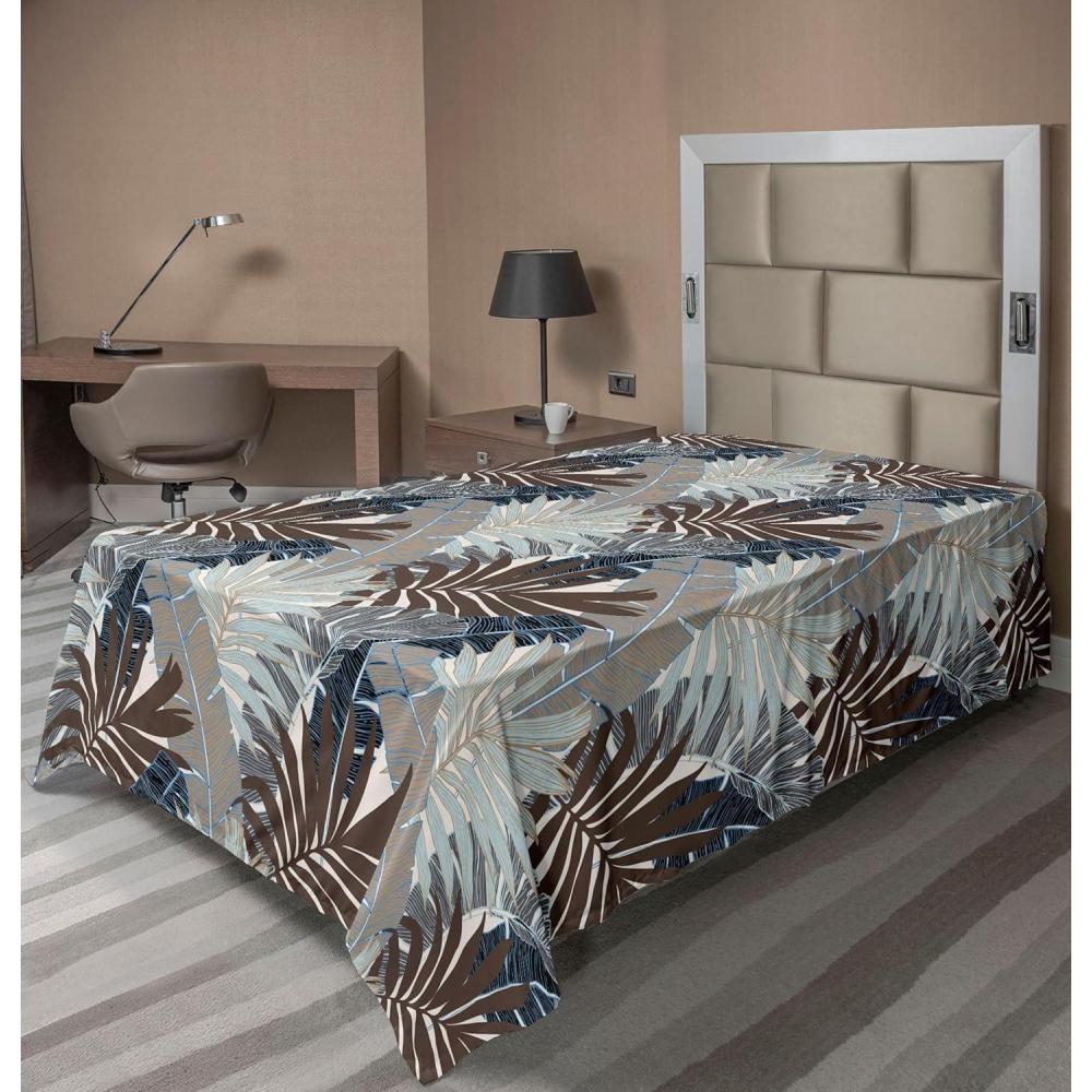 imageAmbesonne Floral Scene Flat Sheet Garden Feelings Flowers Boho Silhouettes with Neutral Colors Art Soft Comfortable Top Sheet Decorative Bedding 1 Piece Queen Size Salmon White Dark CocoaAlmond Green Warm Taupe