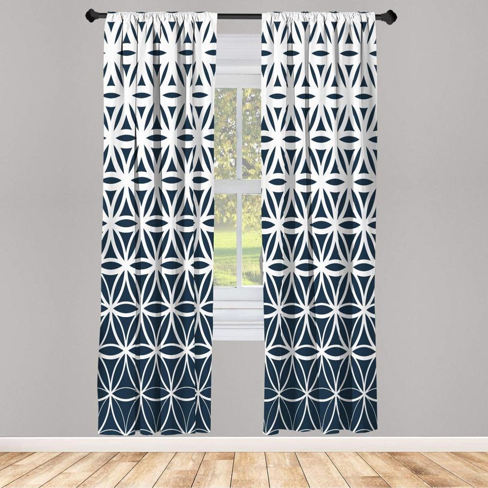 imageAmbesonne Floral Window Curtains Pack of 2 Minimalist Design Cozy Neutral Farmhouse Plaid with Leaves and Flowers Lightweight Set ampamp Rod Pocket 4 Panels of  28quot x 63quot Sage Green Blue YellowBlue Petrol