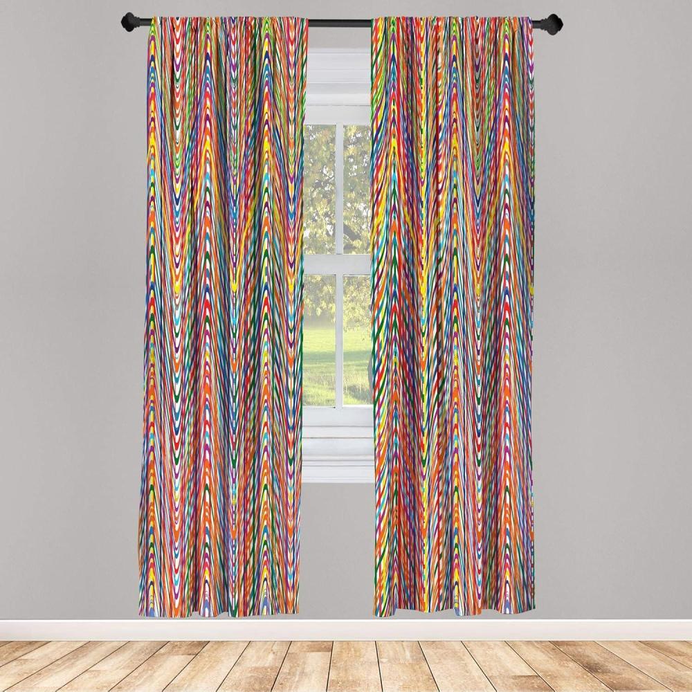 imageAmbesonne Floral Window Curtains Pack of 2 Minimalist Design Cozy Neutral Farmhouse Plaid with Leaves and Flowers Lightweight Set ampamp Rod Pocket 4 Panels of  28quot x 63quot Sage Green Blue YellowRed Purple