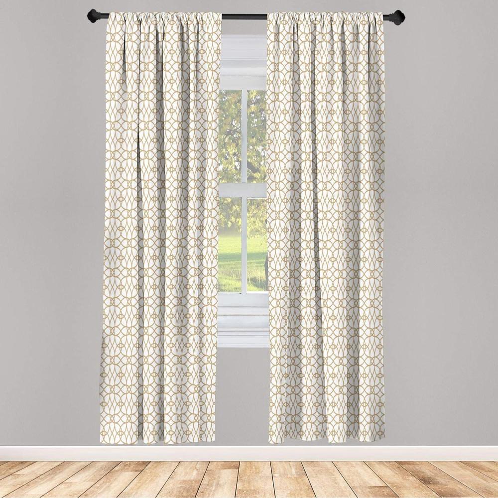 imageAmbesonne Floral Window Curtains Pack of 2 Minimalist Design Cozy Neutral Farmhouse Plaid with Leaves and Flowers Lightweight Set ampamp Rod Pocket 4 Panels of  28quot x 63quot Sage Green Blue YellowBrown