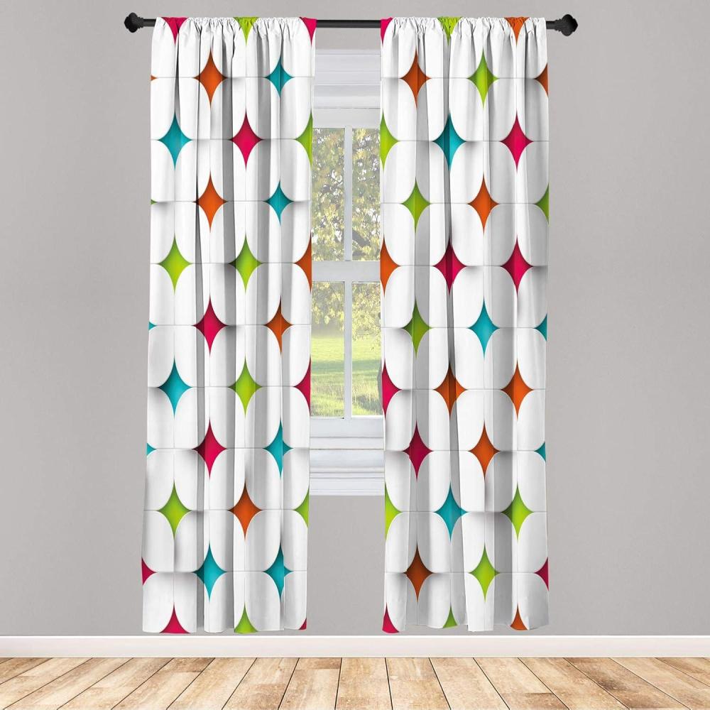 imageAmbesonne Floral Window Curtains Pack of 2 Minimalist Design Cozy Neutral Farmhouse Plaid with Leaves and Flowers Lightweight Set ampamp Rod Pocket 4 Panels of 28quot x 63quot Sage Green Blue YellowGreen Blue