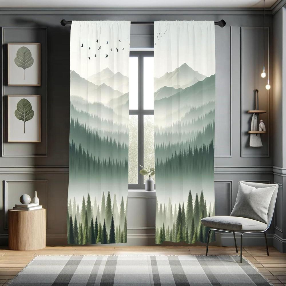imageAmbesonne Floral Window Curtains Pack of 2 Minimalist Design Cozy Neutral Farmhouse Plaid with Leaves and Flowers Lightweight Set ampamp Rod Pocket 4 Panels of  28quot x 63quot Sage Green Blue YellowCadet Blue Grey Teal