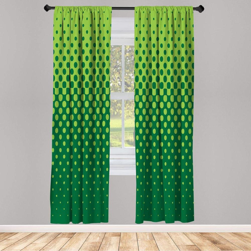 imageAmbesonne Floral Window Curtains Pack of 2 Minimalist Design Cozy Neutral Farmhouse Plaid with Leaves and Flowers Lightweight Set ampamp Rod Pocket 4 Panels of 28quot x 63quot Sage Green Blue YellowForest Green