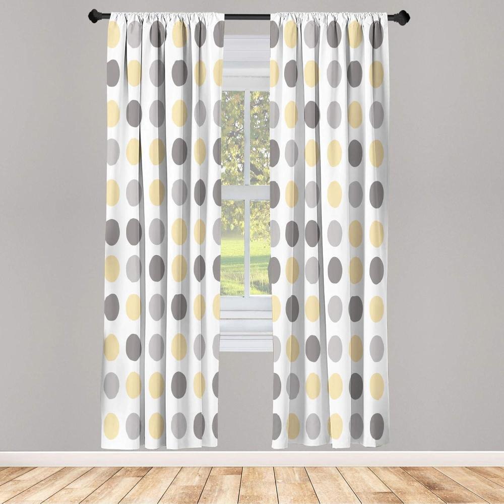 imageAmbesonne Floral Window Curtains Pack of 2 Minimalist Design Cozy Neutral Farmhouse Plaid with Leaves and Flowers Lightweight Set ampamp Rod Pocket 4 Panels of 28quot x 63quot Sage Green Blue YellowPale Yellow