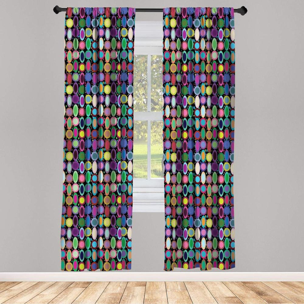 imageAmbesonne Floral Window Curtains Pack of 2 Minimalist Design Cozy Neutral Farmhouse Plaid with Leaves and Flowers Lightweight Set ampamp Rod Pocket 4 Panels of 28quot x 63quot Sage Green Blue YellowPurple Black