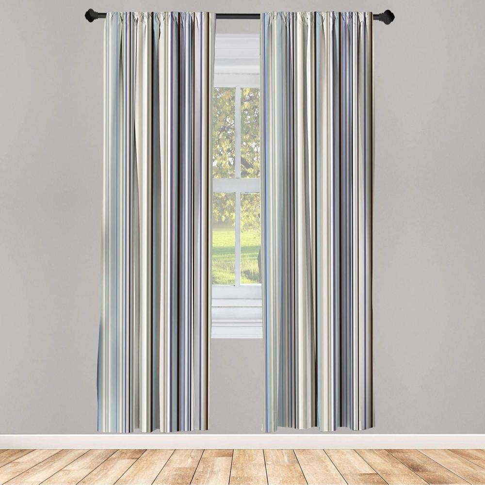 imageAmbesonne Floral Window Curtains Pack of 2 Minimalist Design Cozy Neutral Farmhouse Plaid with Leaves and Flowers Lightweight Set ampamp Rod Pocket 4 Panels of 28quot x 63quot Sage Green Blue YellowDark Indigo