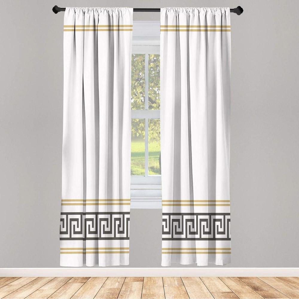 imageAmbesonne Floral Window Curtains Pack of 2 Minimalist Design Cozy Neutral Farmhouse Plaid with Leaves and Flowers Lightweight Set ampamp Rod Pocket 4 Panels of 28quot x 63quot Sage Green Blue YellowDark Grey White and Ecru