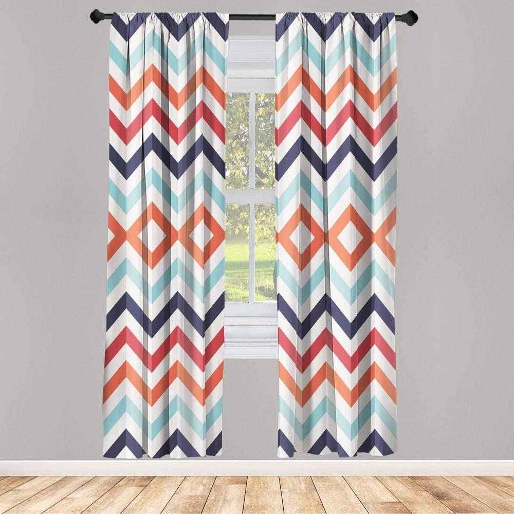 imageAmbesonne Floral Window Curtains Pack of 2 Minimalist Design Cozy Neutral Farmhouse Plaid with Leaves and Flowers Lightweight Set ampamp Rod Pocket 4 Panels of 28quot x 63quot Sage Green Blue YellowOrange and White