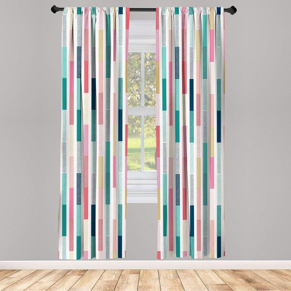 imageAmbesonne Floral Window Curtains Pack of 2 Minimalist Design Cozy Neutral Farmhouse Plaid with Leaves and Flowers Lightweight Set ampamp Rod Pocket 4 Panels of 28quot x 63quot Sage Green Blue YellowMulti Color