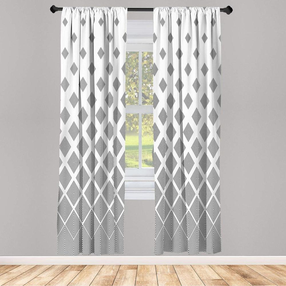 imageAmbesonne Floral Window Curtains Pack of 2 Minimalist Design Cozy Neutral Farmhouse Plaid with Leaves and Flowers Lightweight Set ampamp Rod Pocket 4 Panels of 28quot x 63quot Sage Green Blue YellowWhite Soft Black