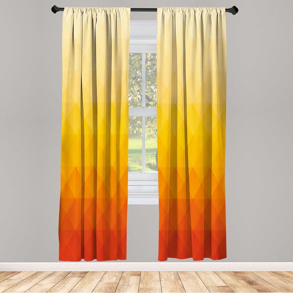 imageAmbesonne Floral Window Curtains Pack of 2 Minimalist Design Cozy Neutral Farmhouse Plaid with Leaves and Flowers Lightweight Set ampamp Rod Pocket 4 Panels of  28quot x 63quot Sage Green Blue YellowRed Vermilion Marigold