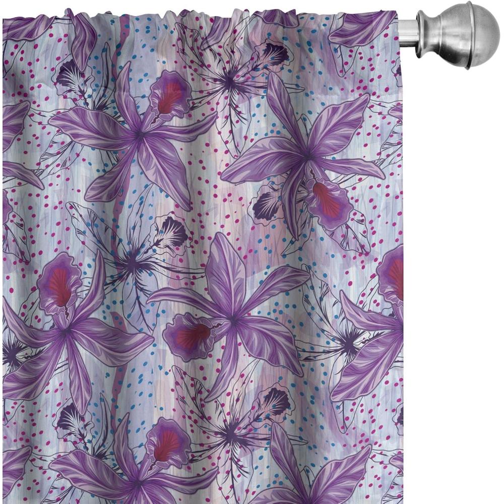 imageAmbesonne Flowers Curtains Watercolor Floral Design with Neutral Colors Boho Leaves Autumn Vibes Window Treatments 2 Panel Set for Living Room Bedroom Pair of 28quot x 63quot Deep Sky Blue Sand BrownViolet and Raspberry