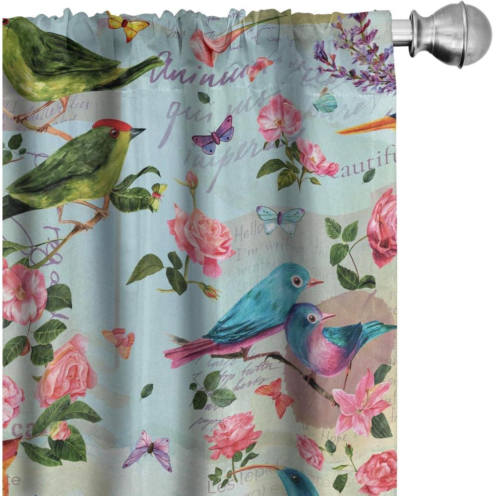 imageAmbesonne Flowers Curtains Watercolor Floral Design with Neutral Colors Boho Leaves Autumn Vibes Window Treatments 2 Panel Set for Living Room Bedroom Pair of 28quot x 63quot Deep Sky Blue Sand BrownFern Green Vermilion