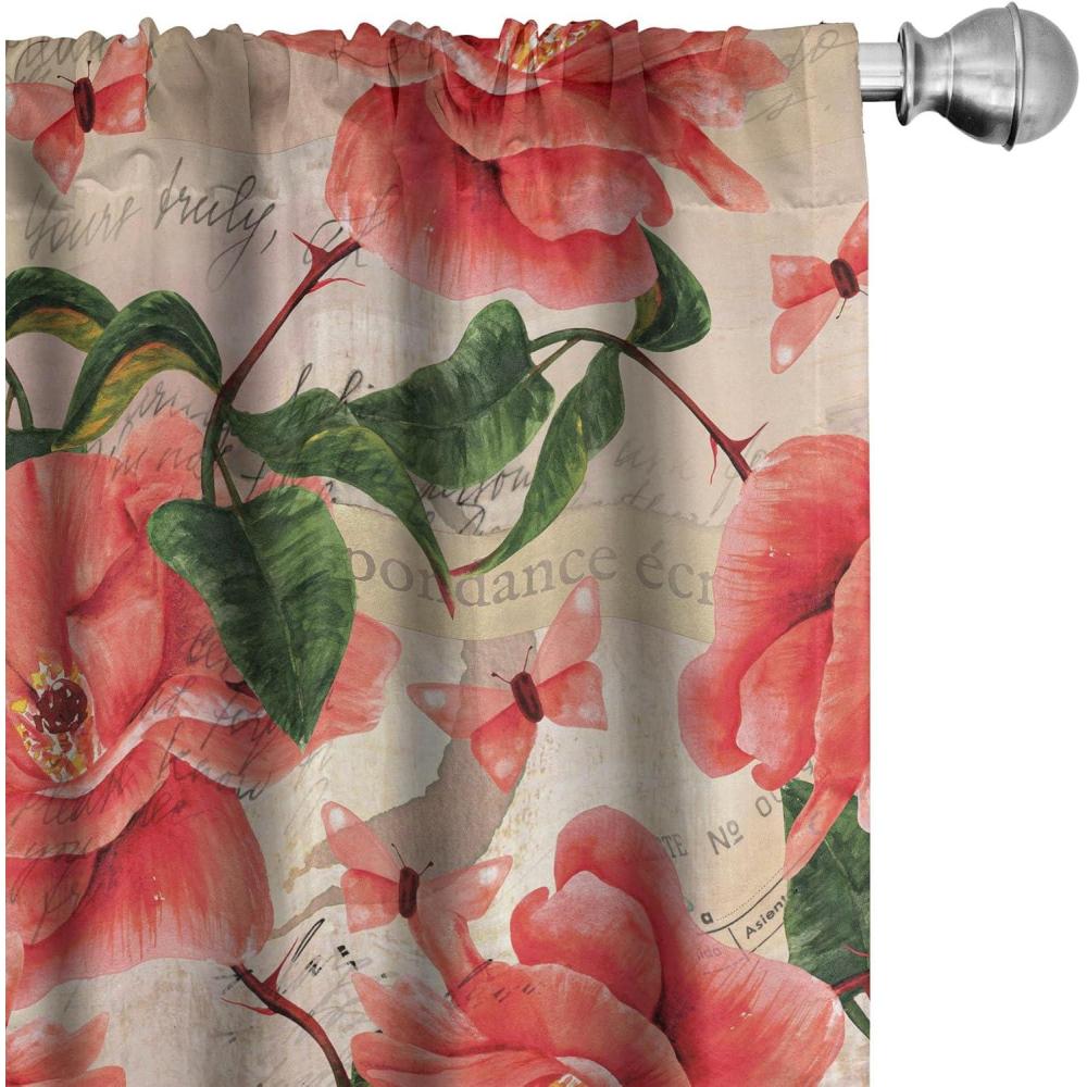 imageAmbesonne Flowers Curtains Watercolor Floral Design with Neutral Colors Boho Leaves Autumn Vibes Window Treatments 2 Panel Set for Living Room Bedroom Pair of 28quot x 63quot Deep Sky Blue Sand BrownForest Green Coral