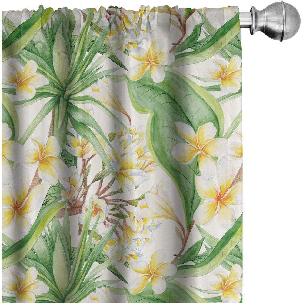 imageAmbesonne Flowers Curtains Watercolor Floral Design with Neutral Colors Boho Leaves Autumn Vibes Window Treatments 2 Panel Set for Living Room Bedroom Pair of 28quot x 63quot Deep Sky Blue Sand BrownFern Green Mustard White