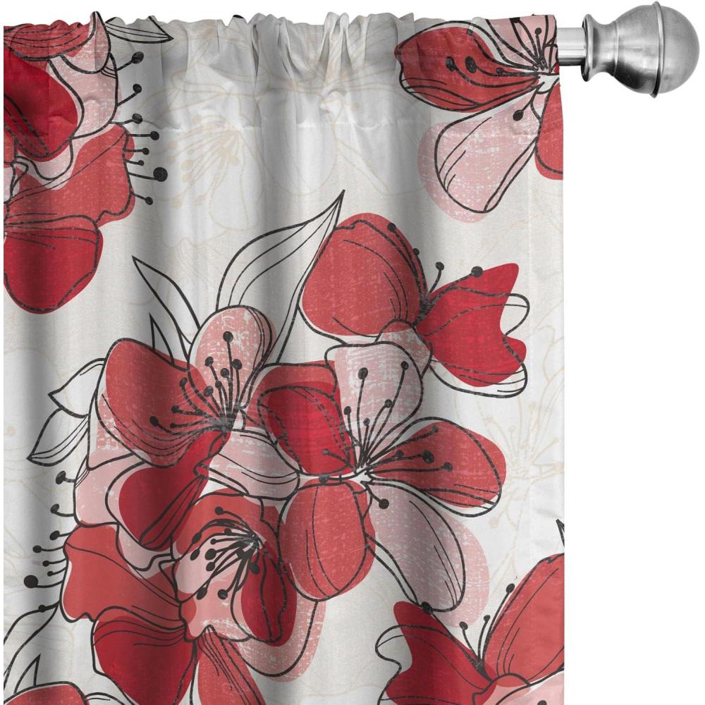 imageAmbesonne Flowers Curtains Watercolor Floral Design with Neutral Colors Boho Leaves Autumn Vibes Window Treatments 2 Panel Set for Living Room Bedroom Pair of 28quot x 63quot Deep Sky Blue Sand BrownPink Pale Pink