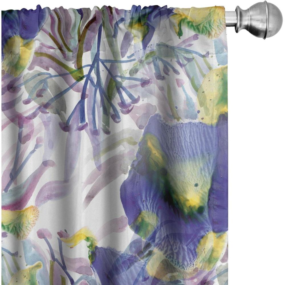 imageAmbesonne Flowers Curtains Watercolor Floral Design with Neutral Colors Boho Leaves Autumn Vibes Window Treatments 2 Panel Set for Living Room Bedroom Pair of 28quot x 63quot Deep Sky Blue Sand BrownDark Indigo Dried Rose