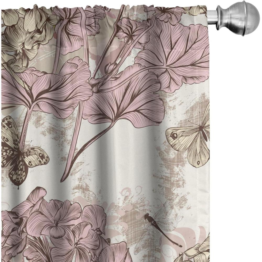 imageAmbesonne Flowers Curtains Watercolor Floral Design with Neutral Colors Boho Leaves Autumn Vibes Window Treatments 2 Panel Set for Living Room Bedroom Pair of 28quot x 63quot Deep Sky Blue Sand BrownPastel Yellow Pale Pink
